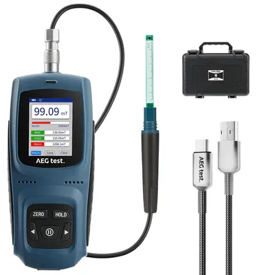 Gaussmeter 0–2500 mT, ±5 %, wiederaufladbar, mit Datenlogger