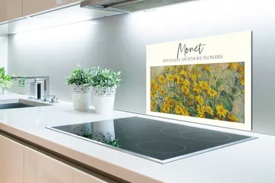 Obrázok produktu pre MuchoWow® Splashback Kuchyňa - Kuchynský backsplash - Ochrana steny pre sporák a drez Maľba - Monet - Kvety 60x40cm Alu-Dibond (alternatíva k