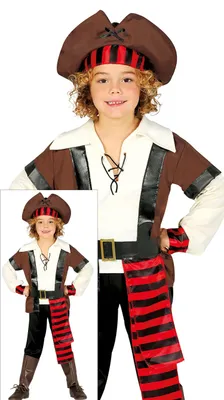 Imagen del producto de Disfraz de pirata de los Siete Mares para carnaval, ideal para aventuras y disfraces de pirata, talla: 128/134, color: marrón
