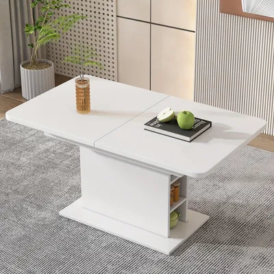 Produktbild von Ausklappbarer Esstisch - Erweiterbarer Tisch - Klappbarer Arbeitstisch - Couchtisch - Ablagetisch - Weiß