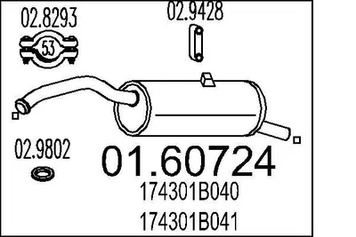 Produktbild von MTS 01.60724 Endschalldämpfer für TOYOTA STARLET (EP91) Auspuff
