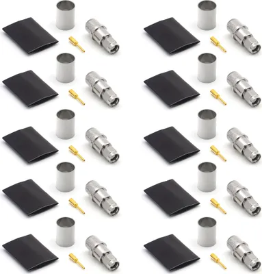 Image de Connecteur RP-SMA à sertir pour LMR400 Belden 9913 RG8, doré (pack de 10)
