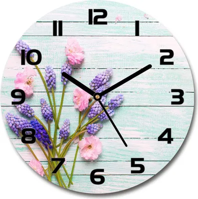 Produktbild von Wanduhr aus Glas 30fi Glasbild Glasuhr Gehärtetes Glas - schwarze-zeiger - Lavender on the wood