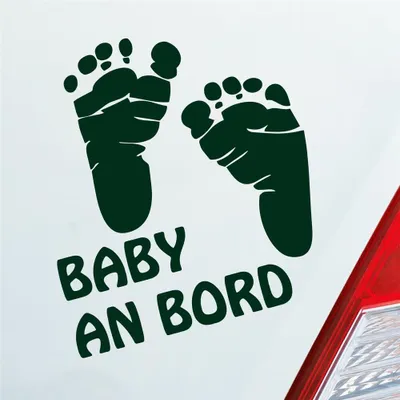 Produktbild von Auto Aufkleber Baby an Bord Füße on Board Junge Mädchen 15x14 cm Dunkelgrün Sticker Heckscheibenaufkleber