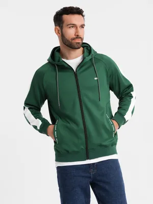 Zdjęcie produktu dla Ombre Clothing bluza z zamkiem błyskawicznym dla mężczyzn Leonidaou ciemnozielony XL