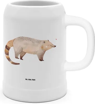 Produktbild von Mr. & Mrs. Panda Bier Humpen Nasenbär - Weiß - Geschenk, Bär, Nasenbären, Steinbierkrug, Krug, Steinkrug, Tonkrug, Seidel, Rüsselbär, Tiere