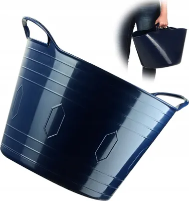 Immagine prodotto di KADAX cesto in plastica flessibile con manici, cesto per la biancheria, cesto per giocattoli multifunzionale (blu navy, 26L)