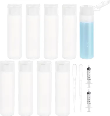 Produktbild von Reisflaschen Set - Transparente Plastik Luftflaschen - Flüssigkeitsbehälter für Flugreisen - Urlaub - 18 ml - 10 Verpackungen Reisefläschchen 100ml
