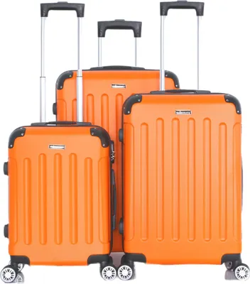 Image de Valise de voyage valise 3 pièces coque dure trolley set valise bagage à main bagages sac de voyage orange