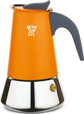 Produktbild von Italienische Espressokanne PEZZETTI Steelexpress, Edelstahl, 6 Tassen, Alle Herdarten inkl. Induktion, Orange