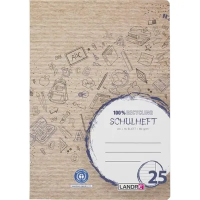 Obrázek produktu pro LANDRÉ® 100050215 LANDRÉ® Schulheft Recycling Lineatur 25 liniert A4 rechts, 16 Blatt