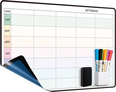 Image de Planificateur hebdomadaire pour tableau blanc, clair et pratique - 1 pièce