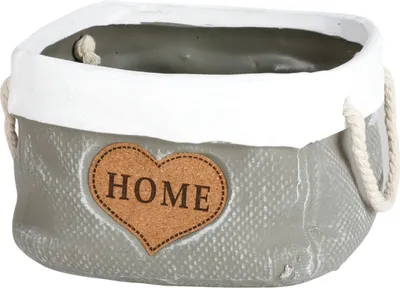 Image de Cache-pot en céramique 19x12cm gris aspect sac Pot de fleurs Pot de plantes Jardin Déco