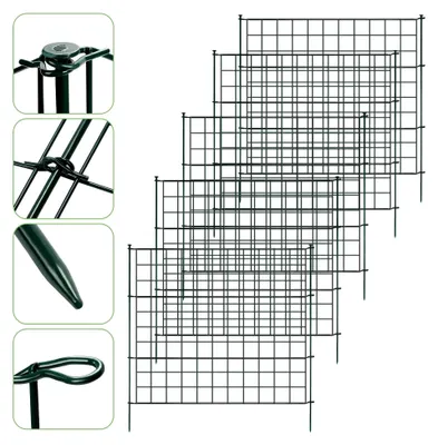Produktbild von Teichzaun Gartenzaun, 33-teiliges Set mit 15 Zaunelementen und 18 Befestigungsstäben, Metallzaun, Steckzaun, Freigehege, Teich, Gitterzaun, Kaninchengehege (Gerade)