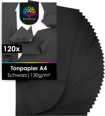 Obrázok produktu pre OfficeTree 100 listov čierneho papiera - farebný papier A4 130g/m²