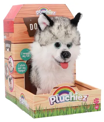 Produktbild von Pluchiez Husky Kuscheltier interaktives Spielzeug mit Leine und Bellen