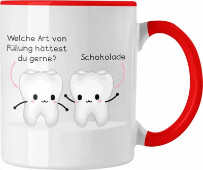 Produktbild von Trendation - Zahnarzt Zahnmedizinische Fachangestellte Tasse Geschenk Lustig Praxis Geschenkidee Zahnarzthelferin Zahntechniker Zahnärztin Lustiger Spruch (Rot)