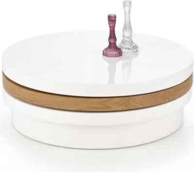Zdjęcie produktu dla Ława MICHELLE 80x80 biała/dąb złoty