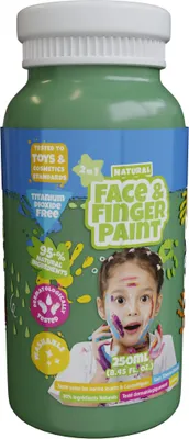 Imagen del producto de Pintura facial y para dedos, color verde, no tóxica, lavable, 250 ml. (Modelo: 38588)