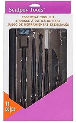 Modellier-Werkzeug-Set, Metall, 3-teilig, kompakt, schwarz