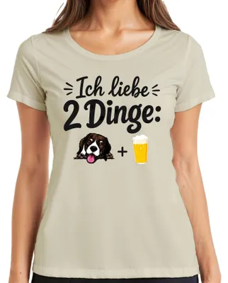 Produktbild von Ich liebe 2 Dinge Hund Bier lustig Geschenk Statement Sarkasmus Damen T-Shirt, Natur, M