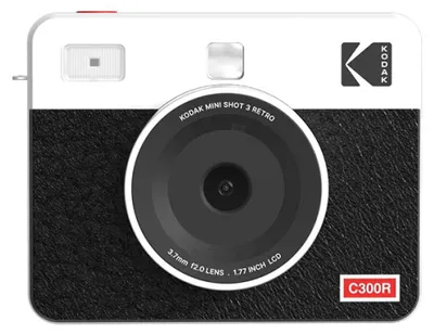 Image de KODAK Mini Shot 3 Retro 4PASS - Appareil photo instantané et imprimante photo 2 en 1 (7,6×7,6 cm) - 8 feuilles incluses - Noir/Blanc & Noir/Jaune - Design rétro, technologie 4PASS, prise en charge des applications, couleur:Noir Blanc