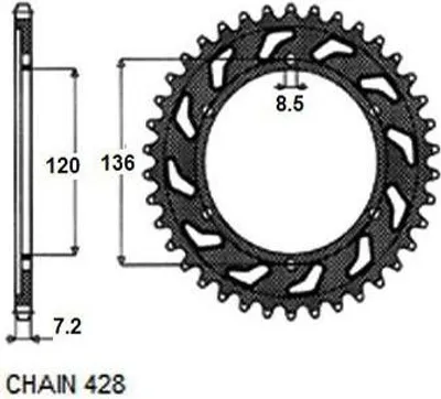 Obrázek produktu pro Zadní Řetězové Kolo Moto Sunstar