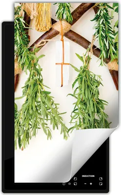 Produktbild von DarHaus Herdabdeckplatte 1 teilig 30x52 cm Anti Rutsch Matte Aufrollbar, Kräuter - Küche