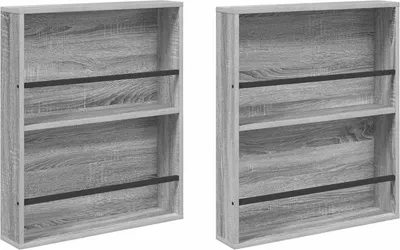 Image de Étagère à magazines 2 pcs Gris Sonoma 60 x 12 x 70 cm