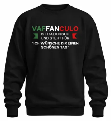 Imagen del producto de "Vaffanculo". Te deseo un buen día. Camiseta de cuello redondo uni, estilo italiano, color negro, talla XL