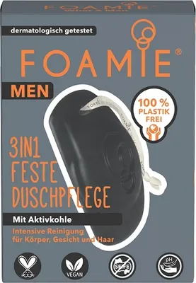 Produktbild von FOAMIE MEN 3in1 FESTE DUSCHPFLEGE Aktivkohle (90 g)