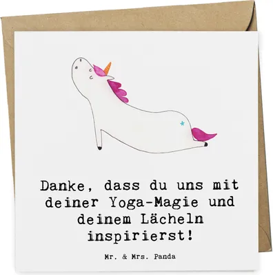 Produktbild von Mr. & Mrs. Panda Grußkarte Yoga Trainerin Inspiration - Weiß - Geschenk, Danksagung, Motivation, faltkarte, Balance, inspirierende Worte, Sportart, Hingabe, doppelkarte