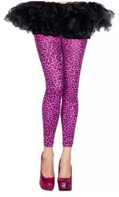 Produktbild von 80er Jahre Leggings Damen – Leoparden Leggings Pink Neon Animal Print – One Size – Für Kostüm & Retro Fans – Halloween Karneval Fasching