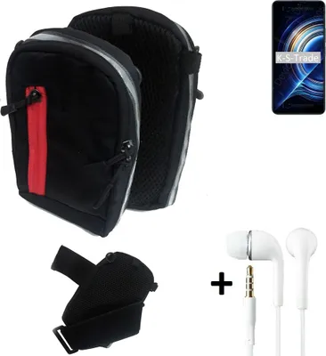 Produktbild von K-S-Trade Outdoor Gürteltasche Holster Umhängetasche + Kopfhörer kompatibel mit Xiaomi Redmi K50 schwarz Handy Tasche Case travelbag Schutzhülle
