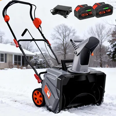 Akku-Schneefräse 40V | Brushless Motor 6000RPM | 46cm Arbeitsbreite | Max. 27 Cm Schneehöhe | 6m Wurfweite | 180° Drehbarer Auswurfkanal Inkl. 2x4Ah Akkus & Ladegerät