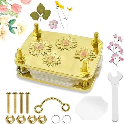 Produktbild von Mini-Blumenpresse für Kinder – Blumenpresse – Mit 20 Stück Papier – Blattpresse – Mini-Pflanzenpresse – Mini-Blumenpresse – Mini-Pflanzenpresse – Miniatur-Blumenpresse – Selbstgemachte Blumenpresse – Für DIY-Blumenprojekte / Kreative Bastelarbeiten