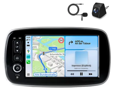 Immagine prodotto di Autoradio con telecamera e CarPlay per Smart Forfour Fortwo 453 (2014-2022) con navigatore GPS Android da 8 pollici, Wi-Fi e memoria 2+64 GB