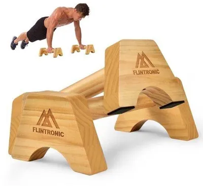 Productafbeelding van Houten pompgrepen, houten paralleltjes, antislip parallelle stangen, push-up-bar voor binnen en buiten, voor calisthenics, gymnastiek, fitness, krachttraining