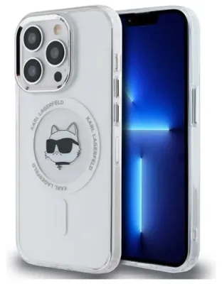 Produktbild von Karl Lagerfeld IML Metal Choupette Head MagSafe - iPhone 13 Pro Hülle (Weiß)