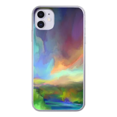Produktbild von MuchoWow® Handyhülle Schutzhülle Hülle für iPhone 11 Landschaft - Aquarell - Himmel Silikon Softcase Handy Hülle - Handytasche