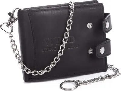 Produktbild von WILD Herrenportemonnaie Echtleder Geldbörse mit Kette Karabiner Schwarz