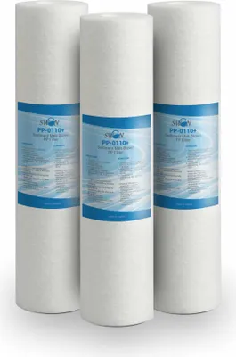 Zdjęcie produktu dla Filtr osadów Bellerofonte filtr do wody meltblown 10 cali 1 mikron z polipropylenu. Usuwa piasek, cząsteczki rdzy i zawieszone zanieczyszczenia do 1 mikrona, 3 sztuki