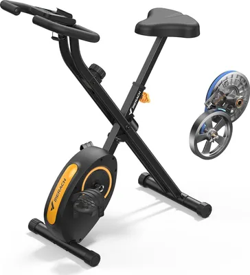 Image de Vélo d'appartement pliable MERACH, compact et silencieux, 16 niveaux magnétiques, écran LCD, support tablette, usage domicile