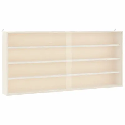 A wall-mounted display cabinet with multiple shelves.
