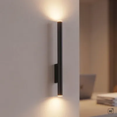 Obrázek produktu pro Nástěnné svítidlo Kov nahoru dolů V: 60 cm Černá GU10 2 světla podlouhlá Moderní nástěnné svítidlo, Obrázek vytvořený pomocí AI