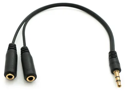 Produktbild von SYSTEM-S Audio Y Kabel 20 cm Stereo AUX Klinke 3,5mm Stecker zu 2x Buchse Adapter Schwarz