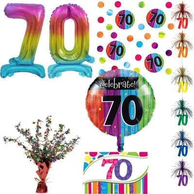 Produktbild von Partyset 70. Geburtstag Geburtstagsdeko bunt Deko Zahl Frau Mann Jubiläum Party Dekoration