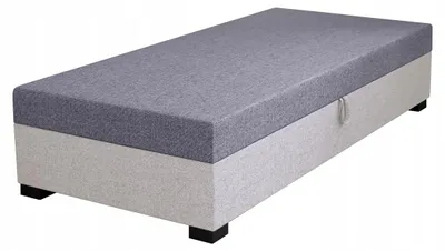 Produktbild von TAPCZANY24 - Boxspringbett Iwo 90x195x42 cm mit Taschenfederkern Matratze, Bett mit Matratze, Polsterbett mit Bettkasten, Gepolstertes Einzel Bett, Schlafsofa - Grau und Weiß