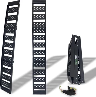 Produktbild von TRUTZHOLM 1 x Auffahrrampe 2-fach klappbar 199cm Traglast 340 kg Alu schwarz geriffelt/ gelocht Rampe Verladerampe