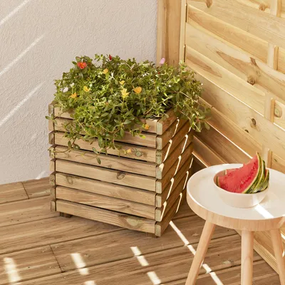 Produktbild von Pflanzkasten 13,5L Blumenkasten Pflanzgefäß Blumenkübel Holz Garten natur